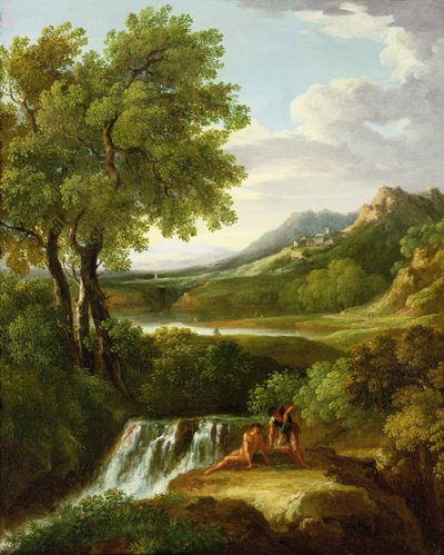 Figuren in einer klassischen Landschaft von Jan Frans van Bloemen